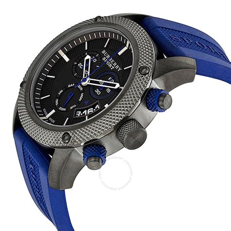 burberry sport watch blue strap|Burberry watch men's leather strap.